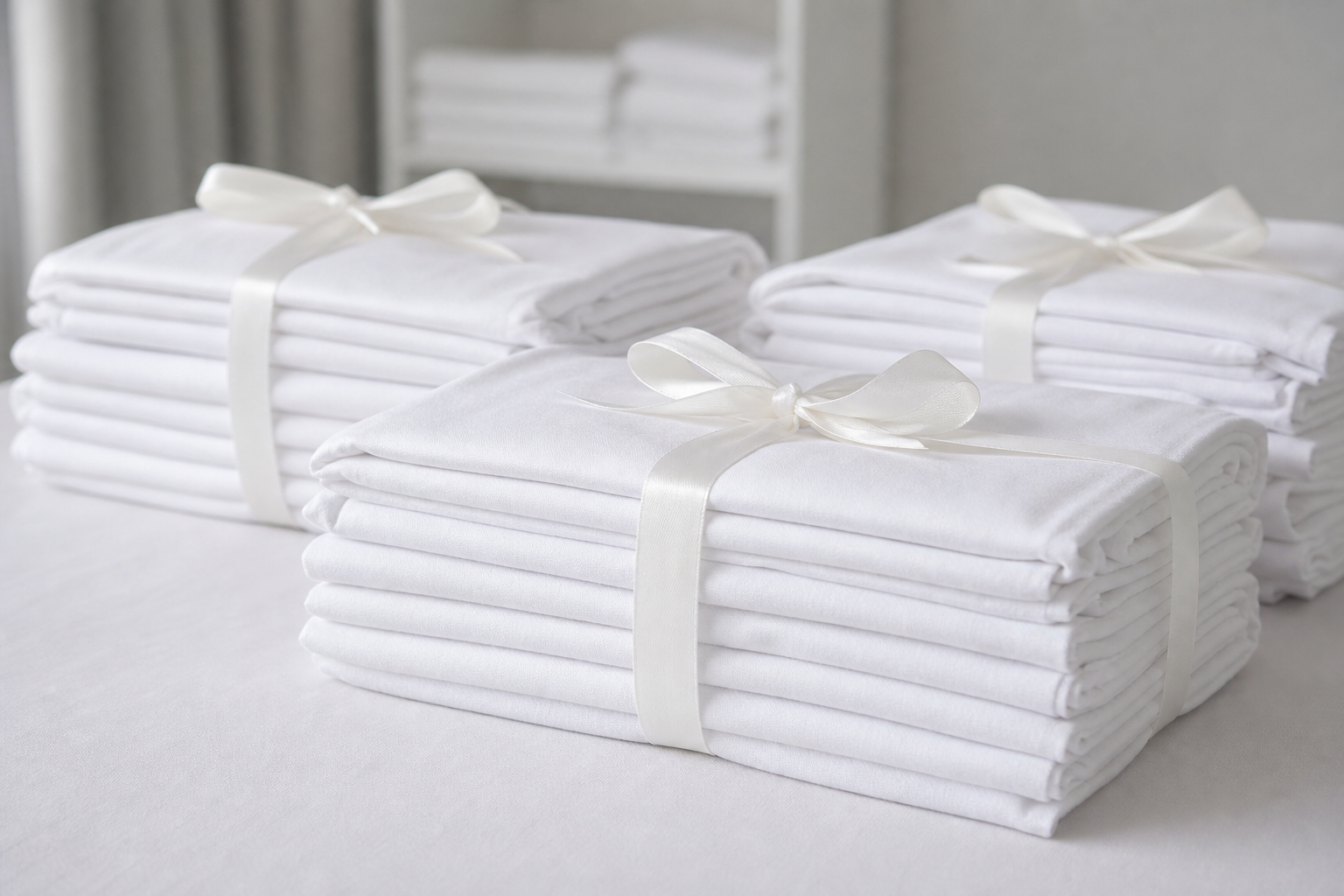 Folded linen delivery after door-to-door laundry processing