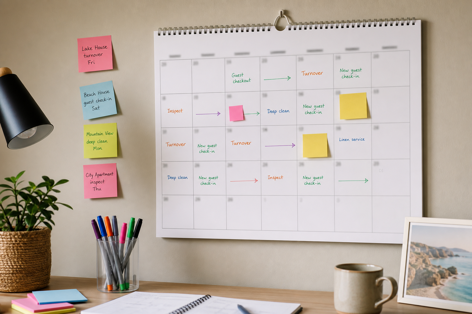 Multi-property Airbnb host scheduling and turnover coordination