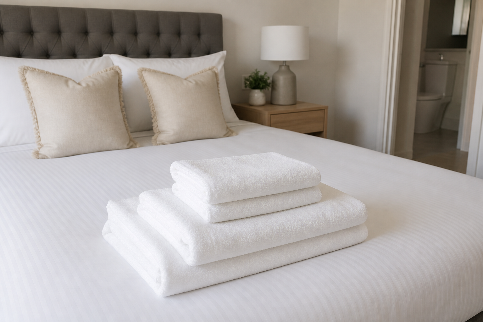 Fresh linen prepared for Mansfield duplex guest arrival