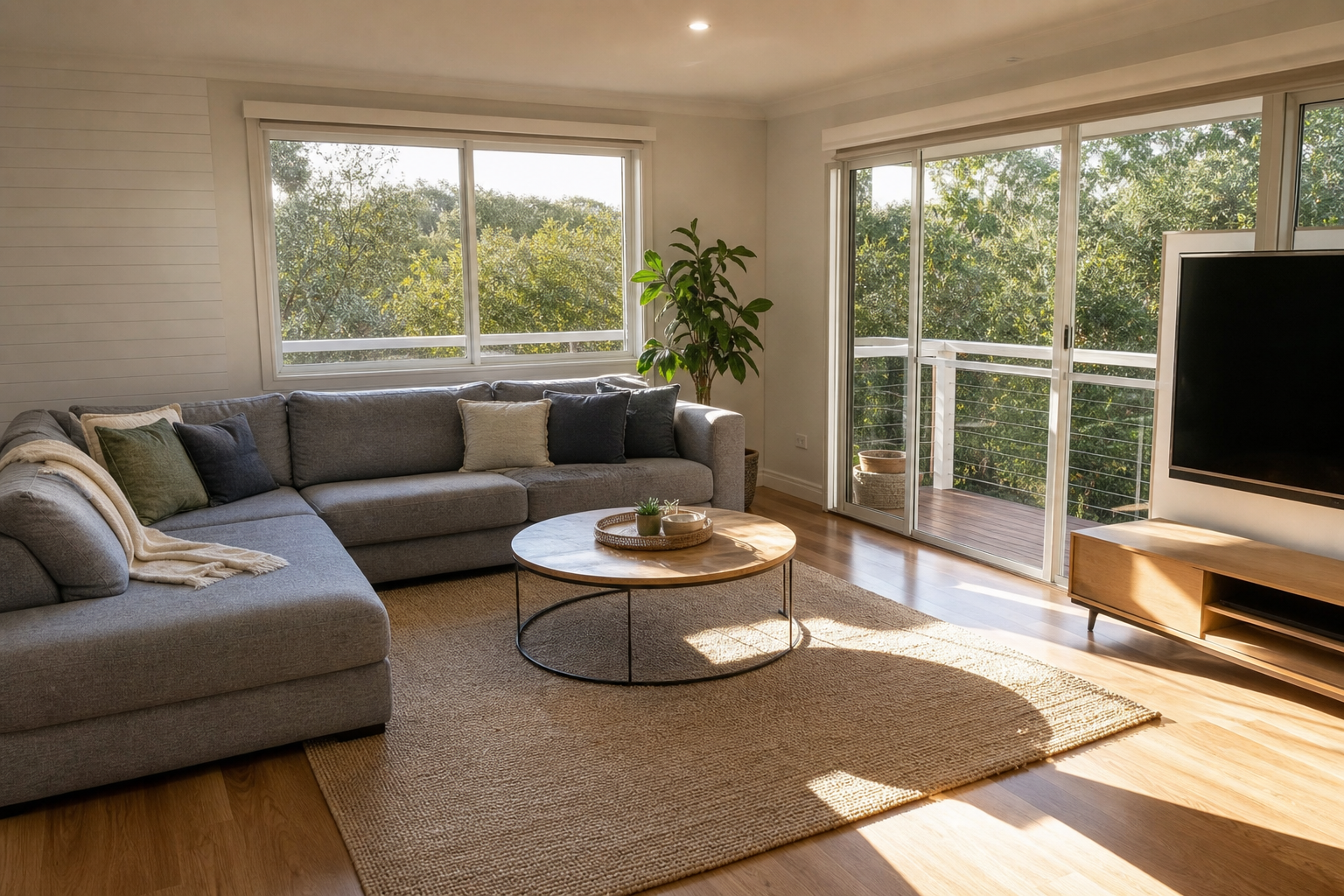 Residential living area cleaning in a Queensland home